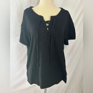 Lace up Black Tee Size Medium